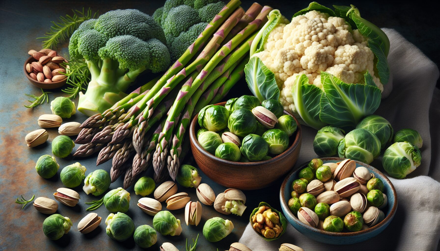 foods high in fibre such as asparagus, broccoli, brussels sprouts, cauliflower and pistachios foods high in fibre such as asparagus, broccoli, brussels sprouts, cauliflower and pistachios